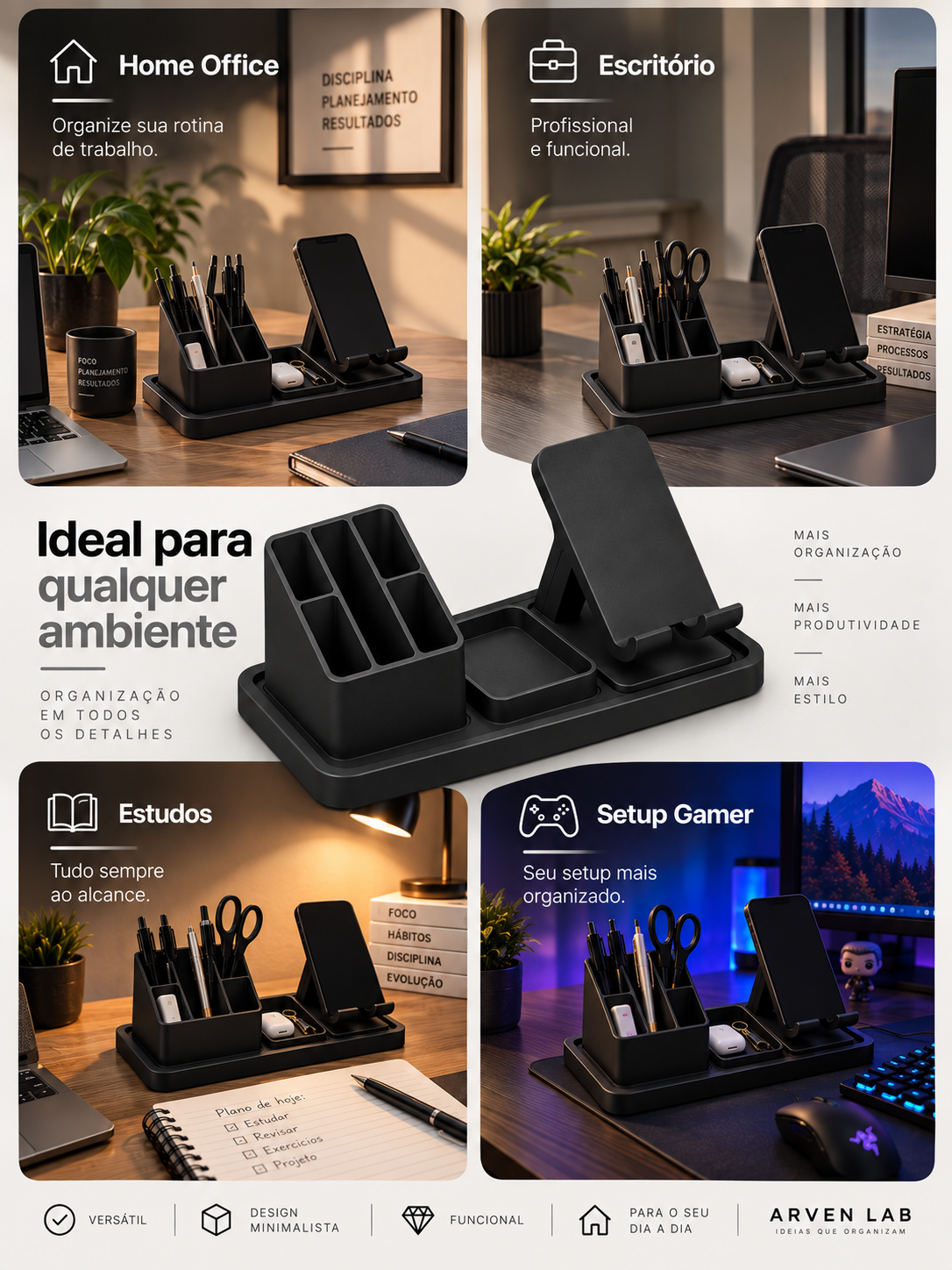 Organizador de Mesa Modular Magnético