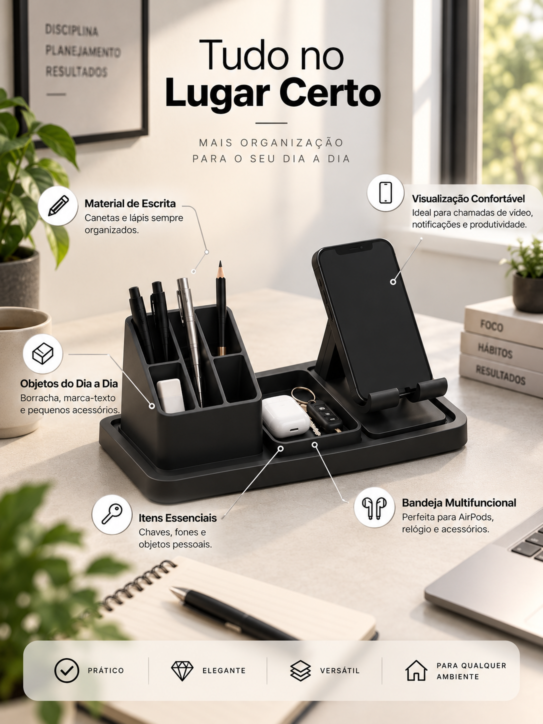 Organizador de Mesa Modular Magnético
